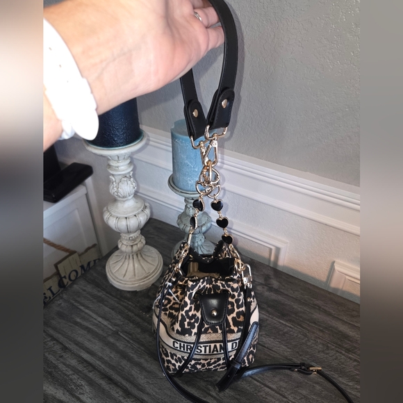 Dior Beauty Bucket Black and Brown Leopard Crossbody Bag - Picture 1 of 10